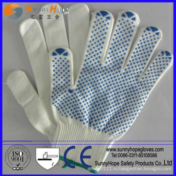 Односторонние ПВХ-пунктирные перчатки из натурального трикотажа